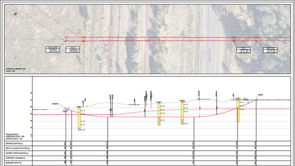 HDD construction drawing profile and alignment